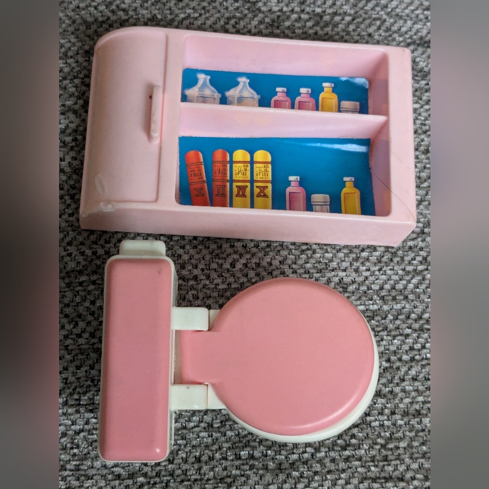 2 piece set Doll Accessories Lot Sold as isToilet moveable parts 2.5" x 2" w